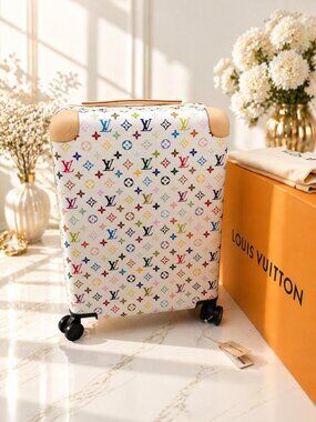 Authentic Louis Vuitton White Multicolor Spinner Carry-On Horizon 55 Murakami